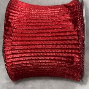 Wired Ribbon, Shimmering Red Pleated, 4” x 30’